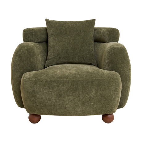Nordic Olive Green Chenille Bucket Club Chair | OROA