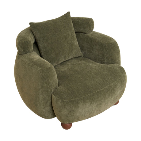Nordic Olive Green Chenille Bucket Club Chair | OROA