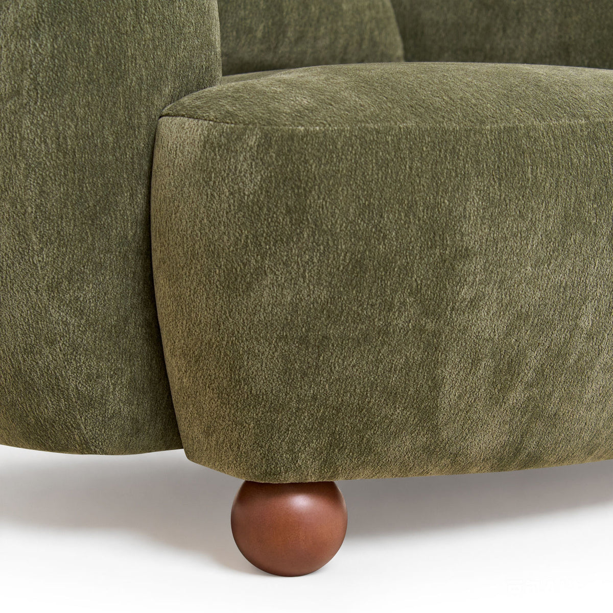 Nordic Olive Green Chenille Bucket Club Chair | OROA