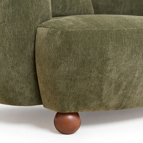 Nordic Olive Green Chenille Bucket Club Chair | OROA