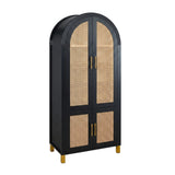 Modern European furniture - Black Arched Cabinet with Rattan Doors - www.oroa.com