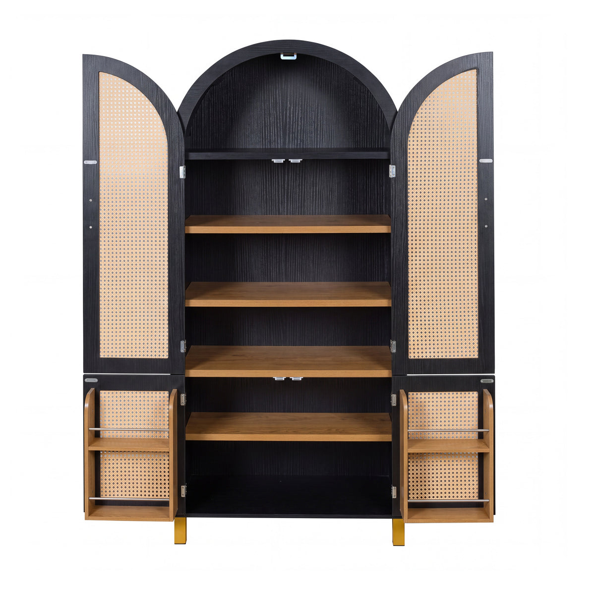 Modern European furniture - Black Arched Cabinet with Rattan Doors - www.oroa.com