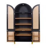 Modern European furniture - Black Arched Cabinet with Rattan Doors - www.oroa.com
