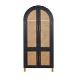 Modern European furniture - Black Arched Cabinet with Rattan Doors - www.oroa.com