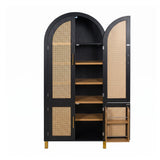 Modern European furniture - Black Arched Cabinet with Rattan Doors - www.oroa.com