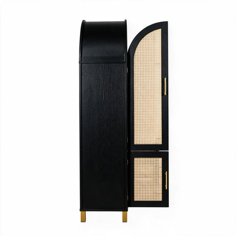 Modern European furniture - Black Arched Cabinet with Rattan Doors - www.oroa.com