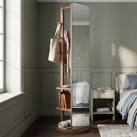 360° Rotating Multifunctional Mirror with Hook Storage Rack | OROA