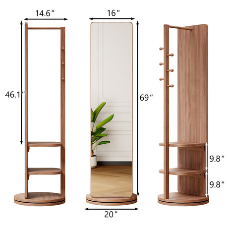 360° Rotating Multifunctional Mirror with Hook Storage Rack | OROA