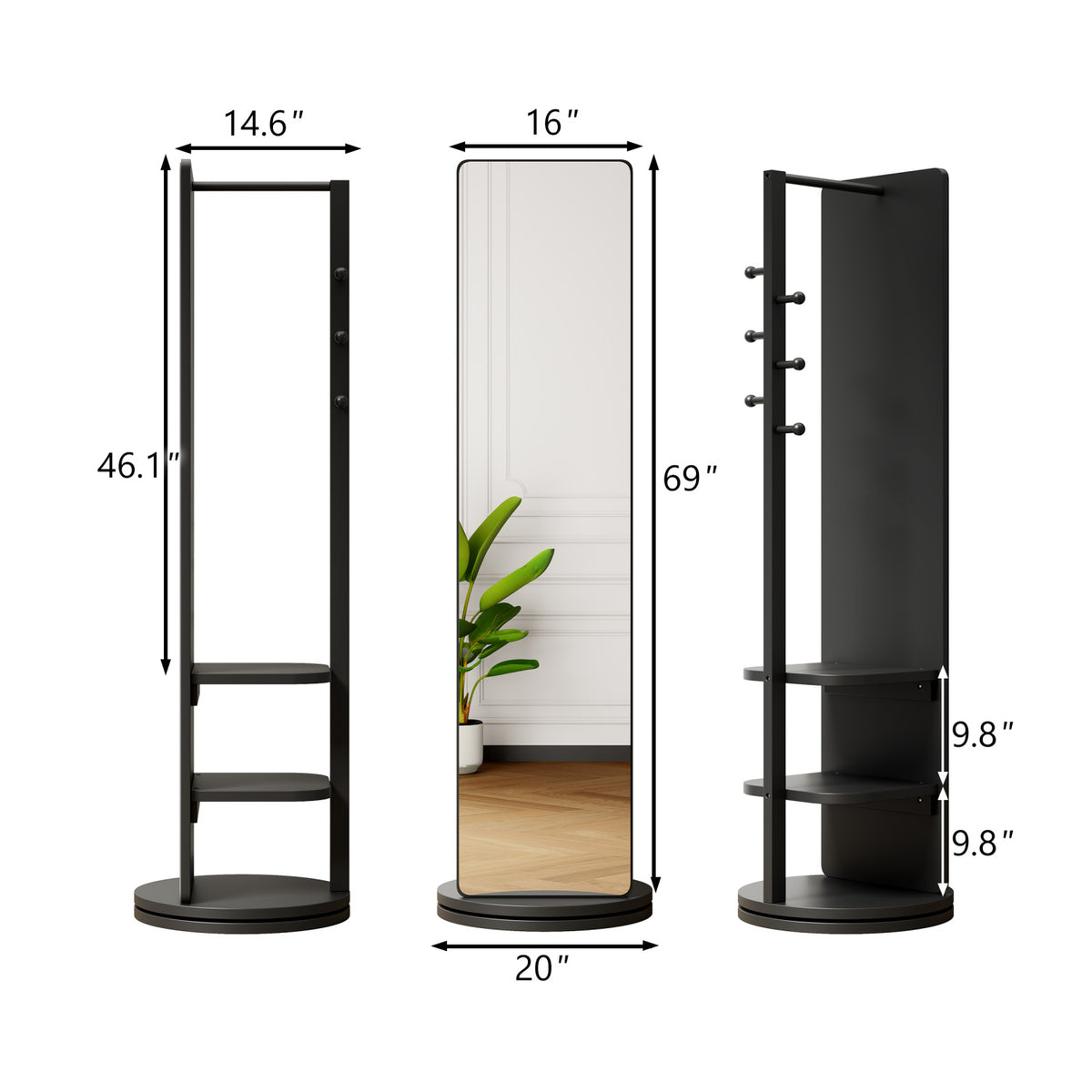 Multifunctional Full Length Black Mirror | OROA