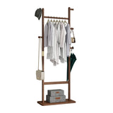 71" Walnut Wood Coat Rack | OROA