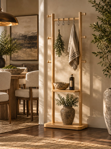Modern European furniture - Natural Solid Wood Coat Rack - www.oroa.com