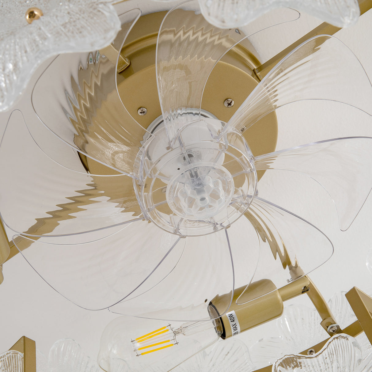 Floral Glass Ceiling Lamp with Fan | OROA