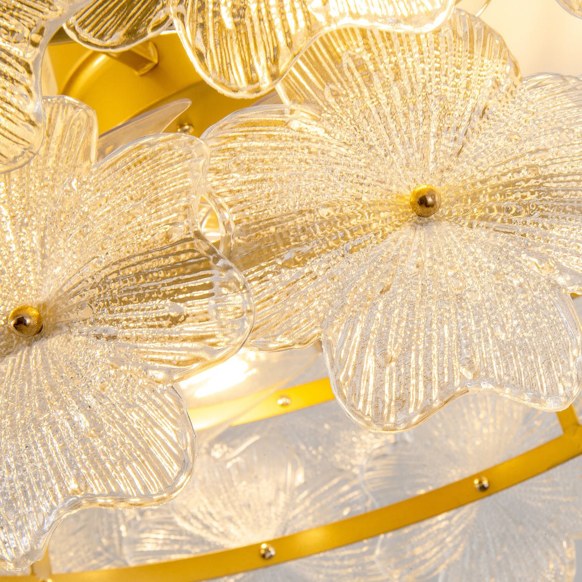 Floral Glass Ceiling Lamp with Fan | OROA