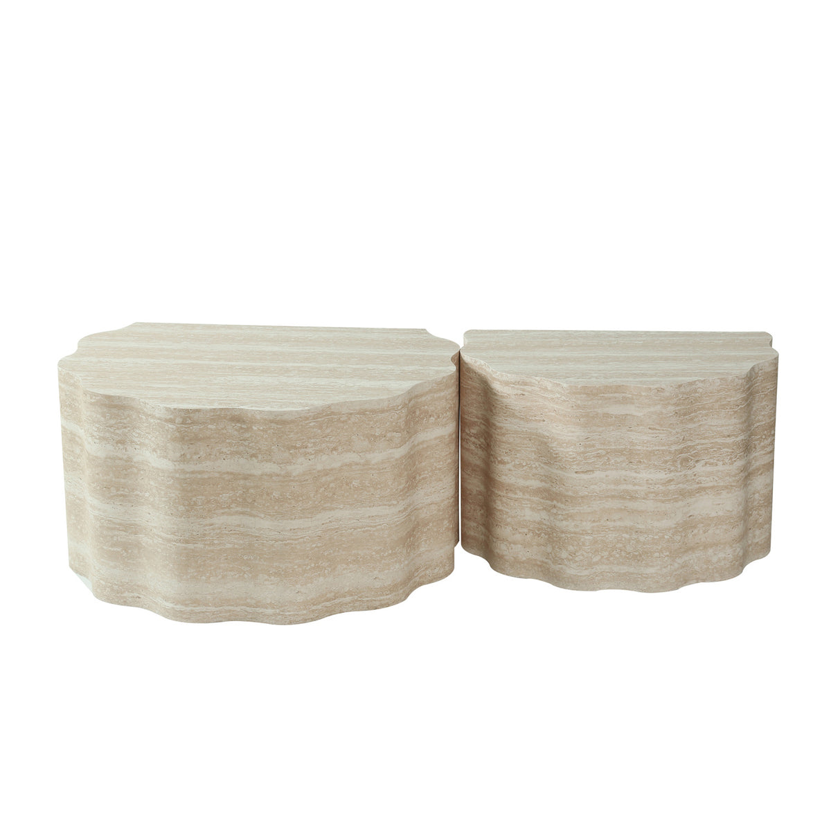 Modern European furniture - Beige Round Wood Nesting Tables (2) - www.oroa.com