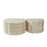 Modern European furniture - Beige Round Wood Nesting Tables (2) - www.oroa.com
