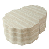 Modern European furniture - Beige Round Wood Nesting Tables (2) - www.oroa.com