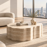 Modern European furniture - Beige Round Wood Nesting Tables (2) - www.oroa.com