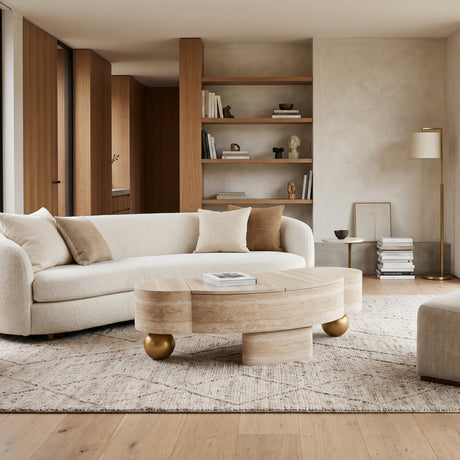 Modern European furniture - Faux Travertine Modern Irregular Coffee Table - www.oroa.com