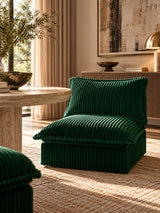 Green Corduroy Armless Chair | OROA