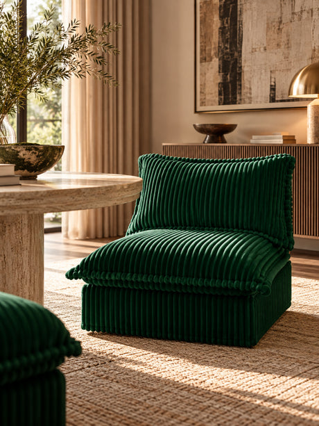 Green Corduroy Armless Chair | OROA