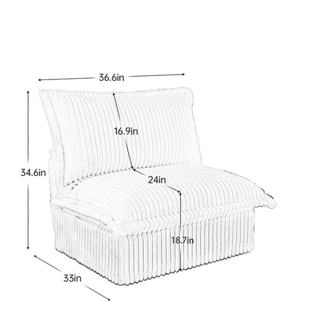 Green Corduroy Armless Chair | OROA