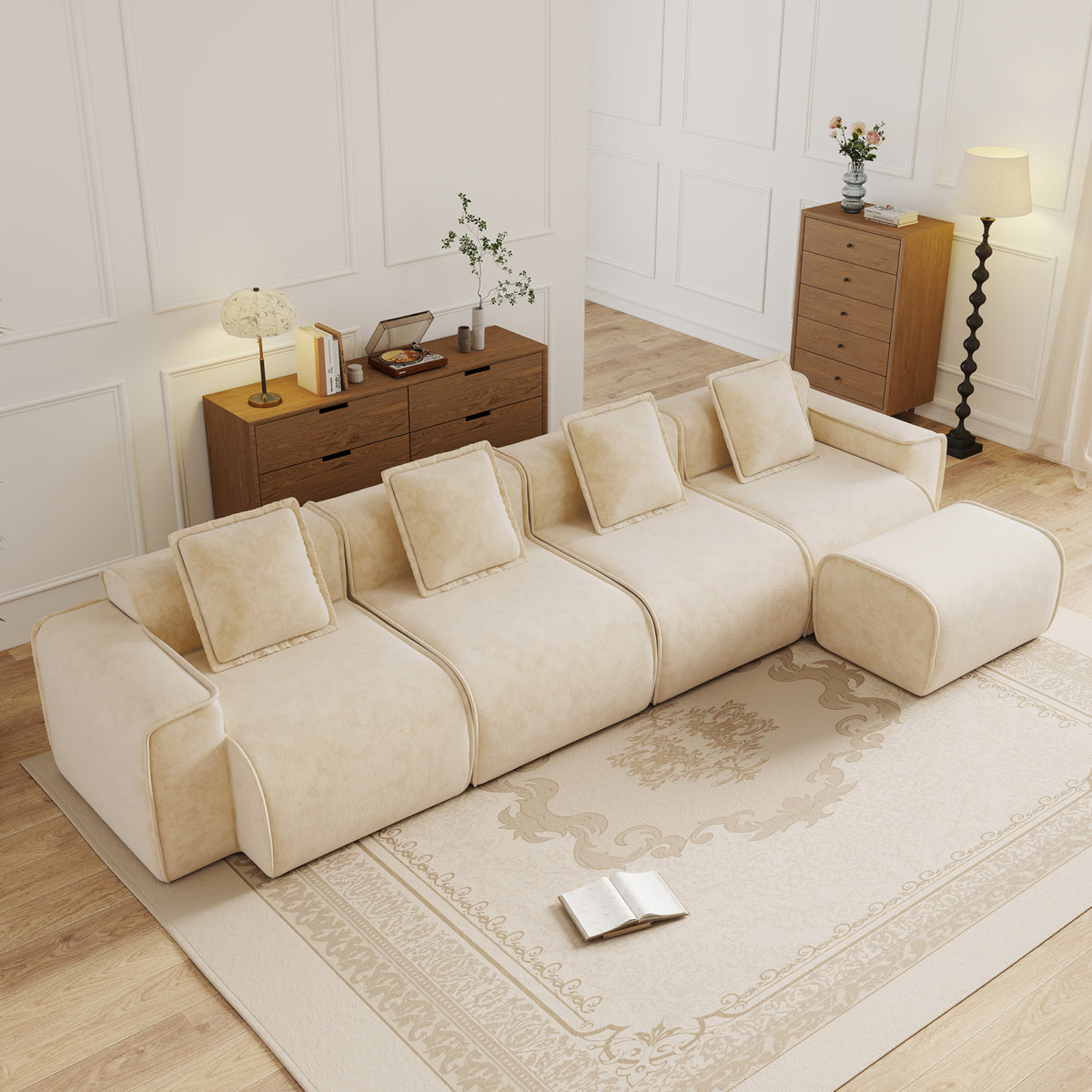 4-Seater Upholstered Sectional Sofa | OROA