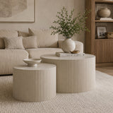 Wave Stripe Modern Drum Nesting Coffee Table Set (2) | OROA