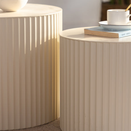 Wave Stripe Modern Drum Nesting Coffee Table Set (2) | OROA