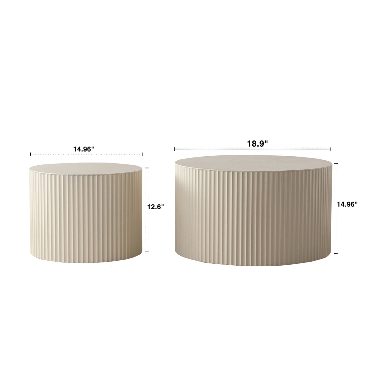 Wave Stripe Modern Drum Nesting Coffee Table Set (2) | OROA