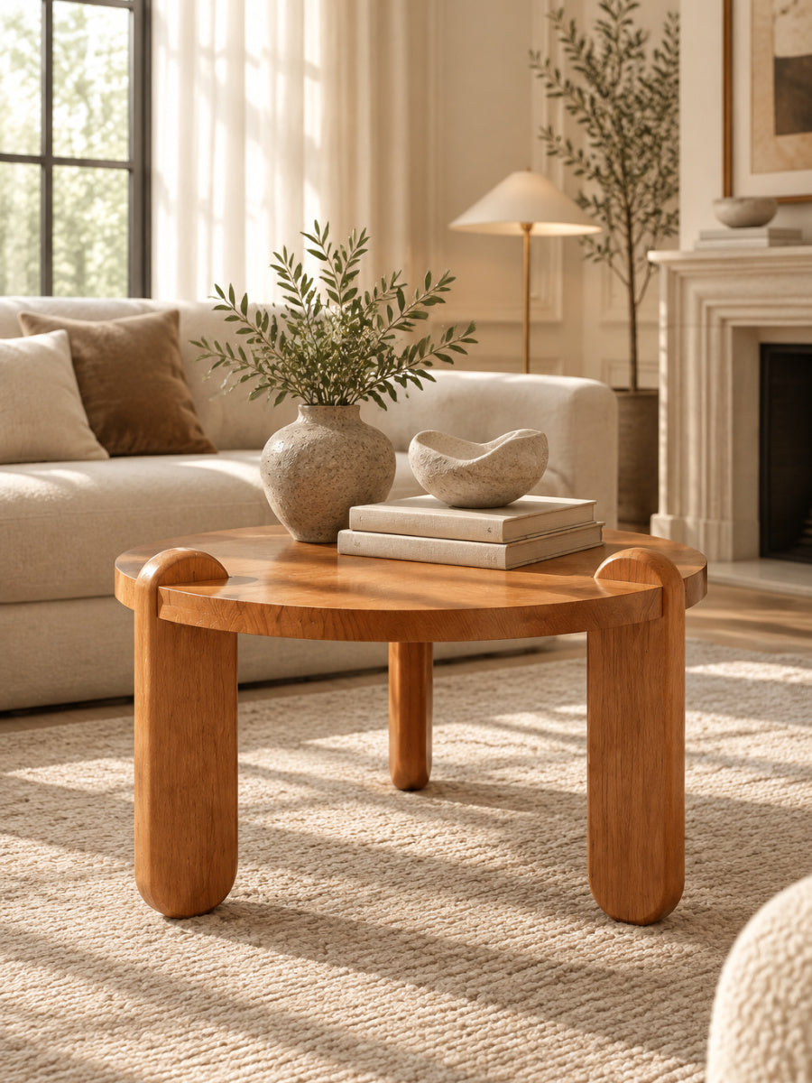 3-Leg Solid Wood Coffee Table | Maison Naturelle