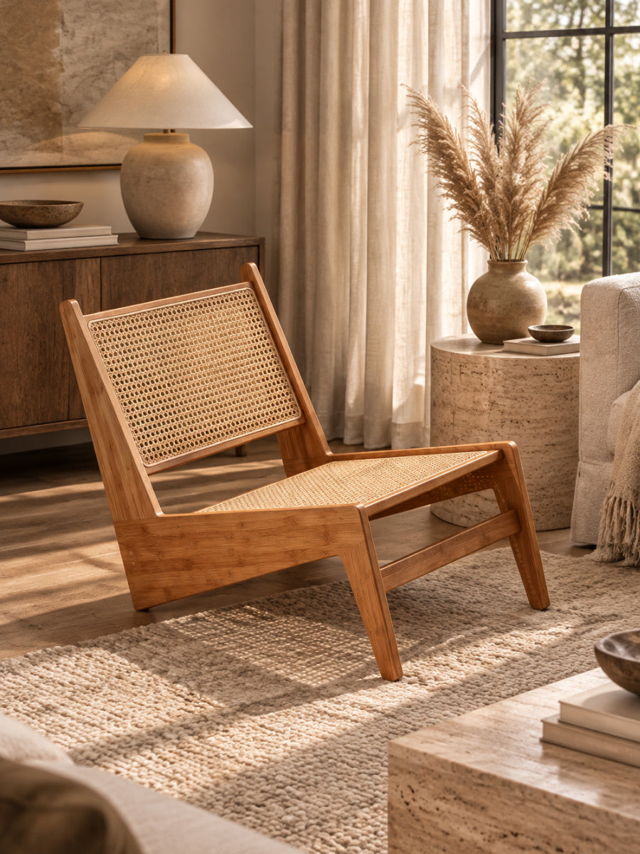 Modern European furniture - Mid-Century Modern Rattan Lounge Chair - www.oroa.com