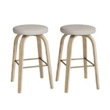 Beige Mid-Century Modern Backless Swivel Bar Stools (2) | OROA