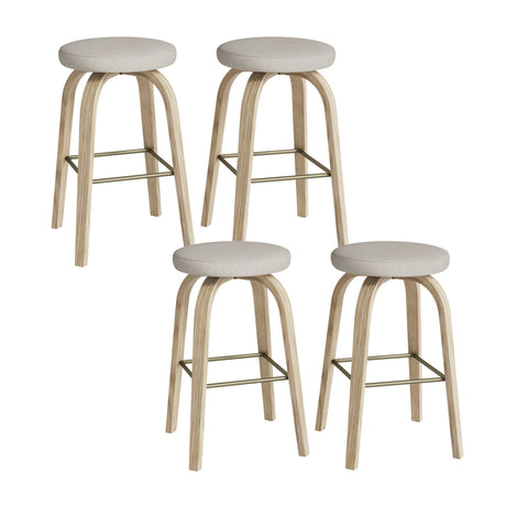 Beige Mid-Century Modern Backless Swivel Bar Stools (2) | OROA
