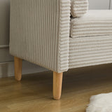 Light Gray Upholstered Corduroy Bench | OROA