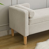 Light Gray Upholstered Corduroy Bench | OROA