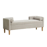 Light Gray Upholstered Corduroy Bench | OROA