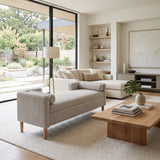 Light Gray Upholstered Corduroy Bench | OROA