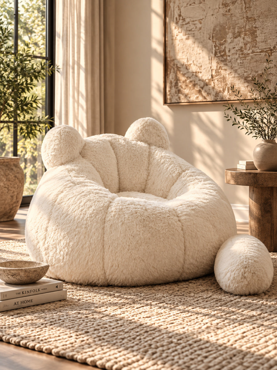 Modern European furniture - Faux Fur Large Bean Bag Accent Chair - www.oroa.com