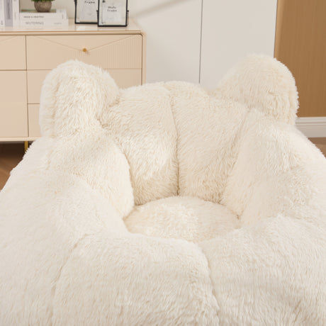 Faux Fur Large Bean Bag Accent Chair | OROA