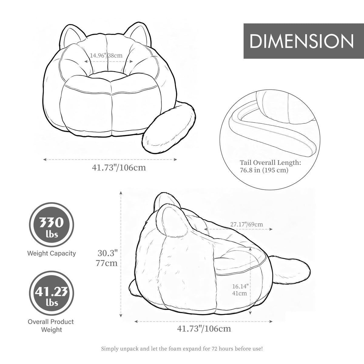Modern European furniture - Faux Fur Large Bean Bag Accent Chair - www.oroa.com