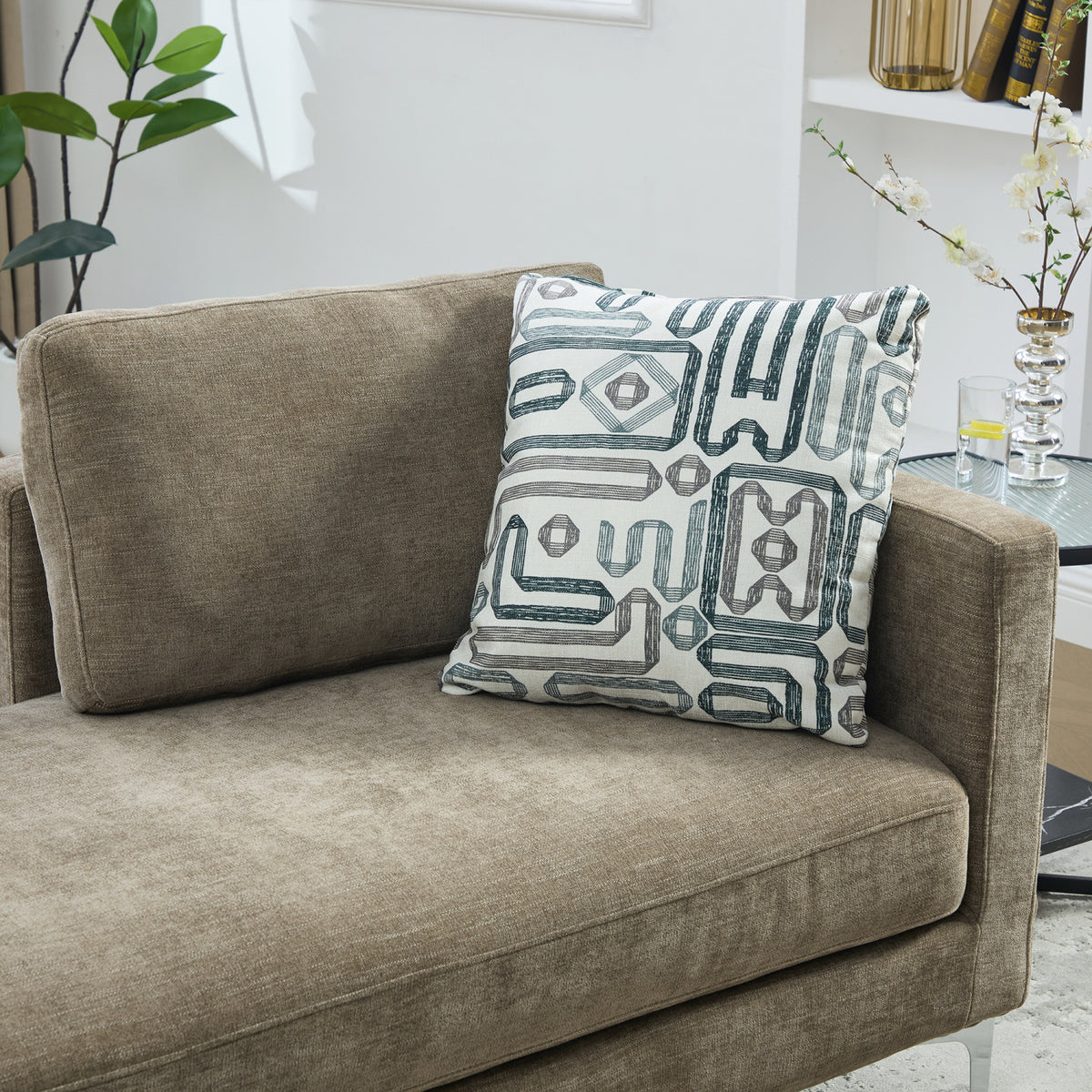 Upholstered Chenille Slipcovered Chaise Lounge by OROA