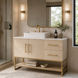 47" White Oak Bathroom Vanity with Gold Accents | OROA