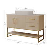 47" White Oak Bathroom Vanity with Gold Accents | OROA