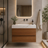 Modern European furniture - 30" Modern Floating Bathroom Vanity with Faux Marble Top - www.oroa.com