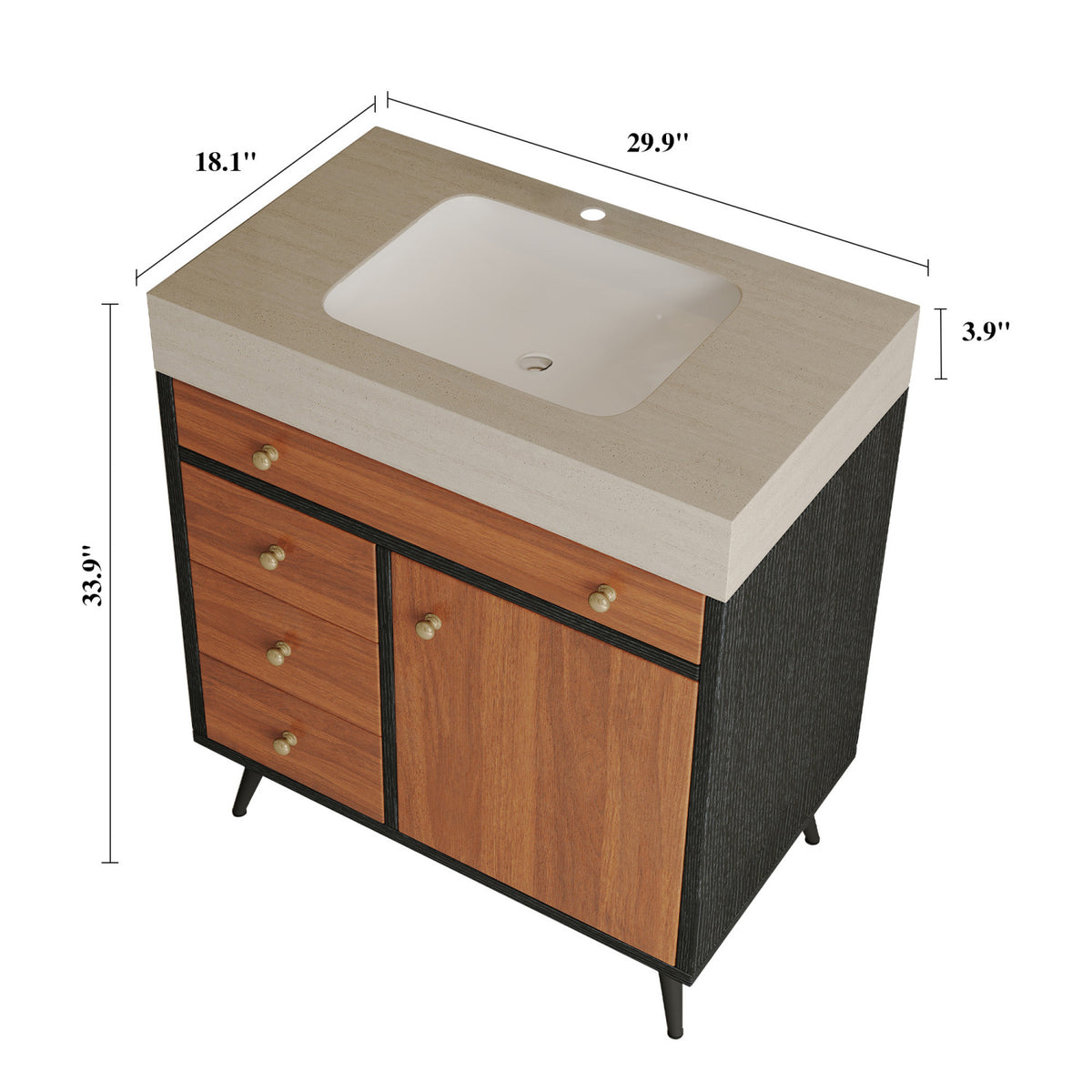 Modern Free-Standing Bathroom Vanity with Ceramic Sink | OROA