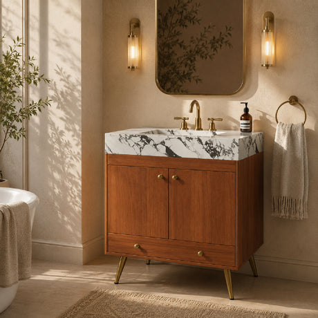 Modern European furniture - Mid-Century Free-standing Bathroom Vanity - www.oroa.com