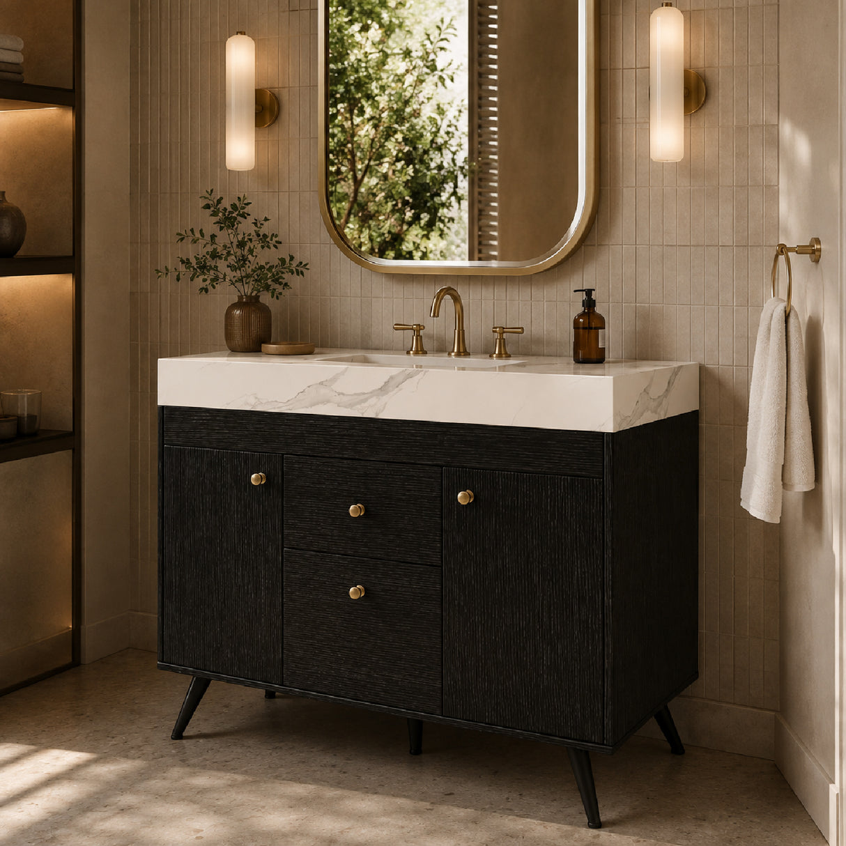 36" Modern Bathroom Vanity with Sintered Stone Top | OROA