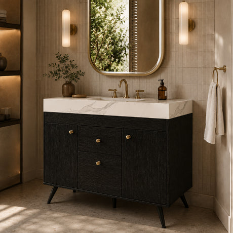 36" Modern Bathroom Vanity with Sintered Stone Top | OROA