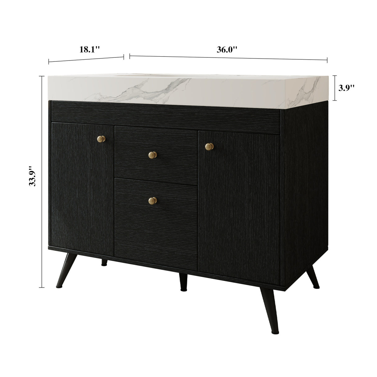 36" Modern Bathroom Vanity with Sintered Stone Top | OROA