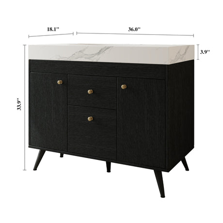 36" Modern Bathroom Vanity with Sintered Stone Top | OROA